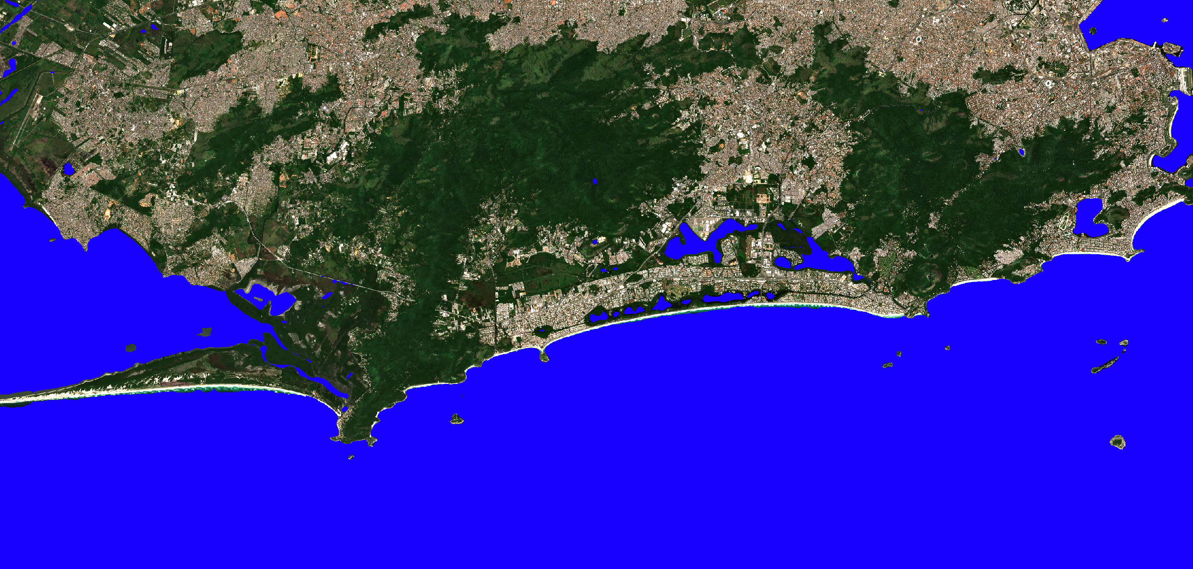 Water segmentation predictions (blue) on the same scene